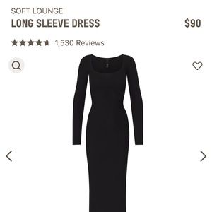 Skims soft lounge long sleeve midi dress size xxs NWT